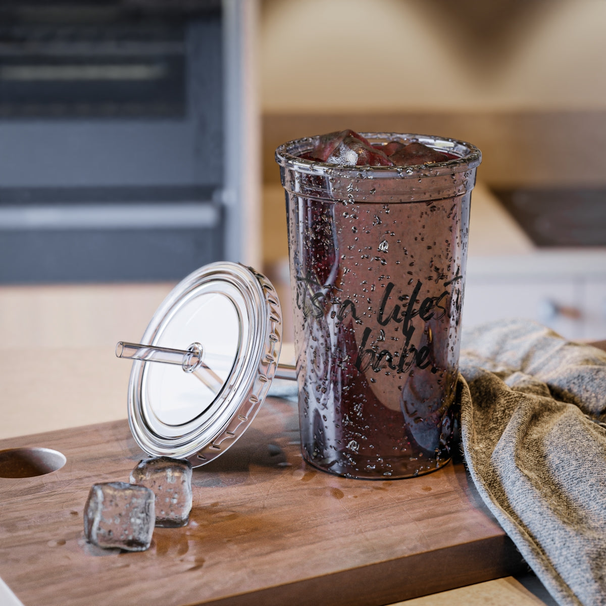 Black Its A Lifestyle Babe Acrylic Cup