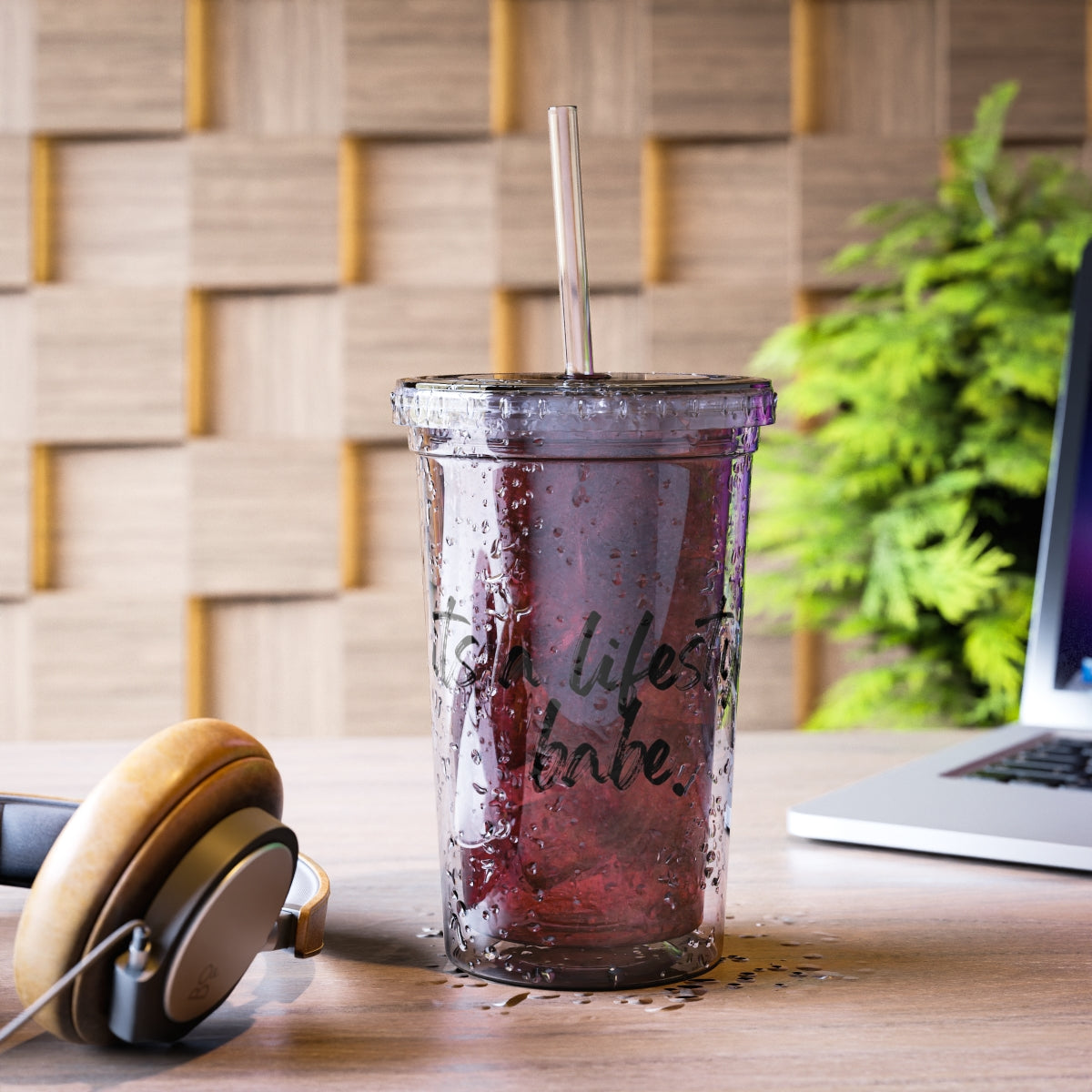 Black Its A Lifestyle Babe Acrylic Cup